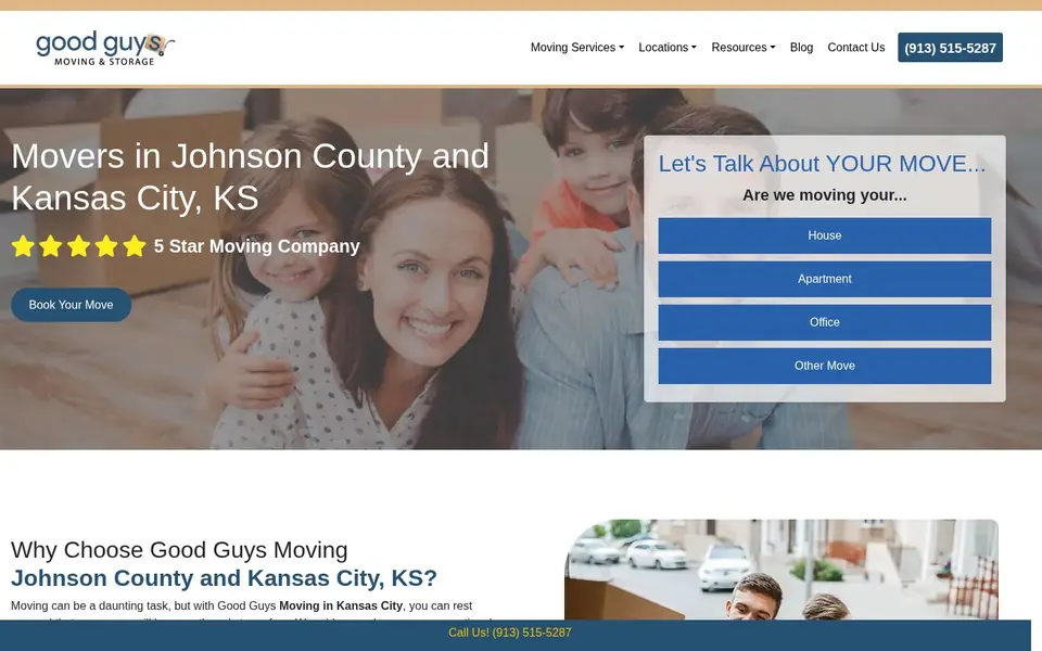 Good Guys Moving homepage, designed and built by Media Spearhead