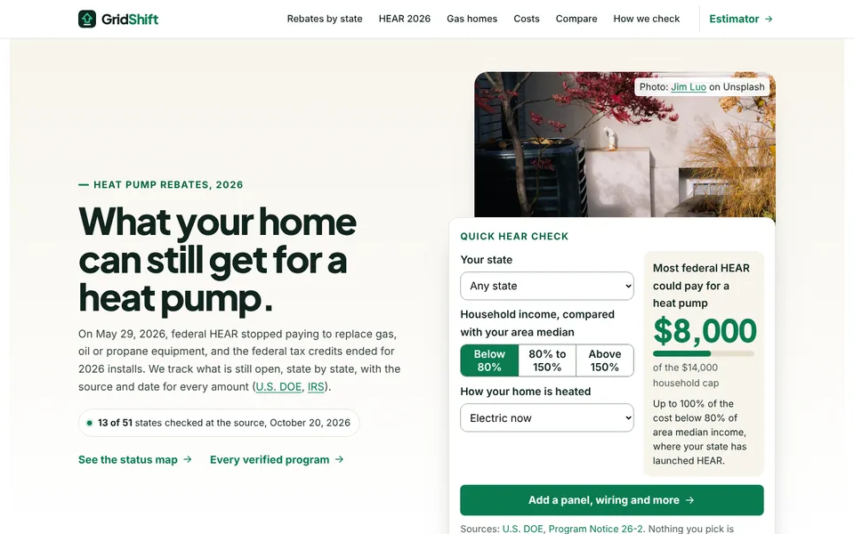 GridShift website homepage, designed by Media Spearhead