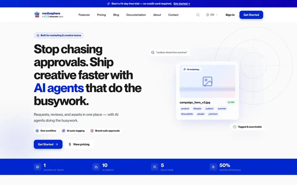 Mediasphere website homepage (concept build), designed by Media Spearhead