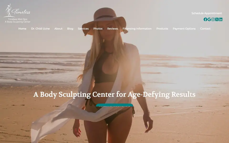 Homepage of Timeless Med Spa, a website designed by Media Spearhead