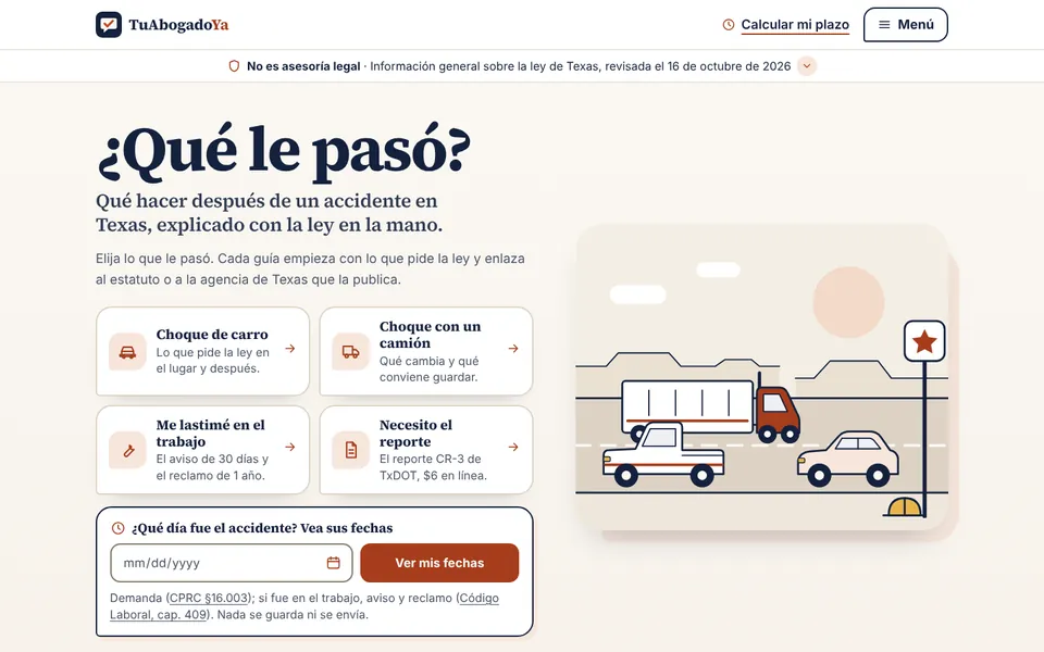 TuAbogadoYa website homepage, designed by Media Spearhead
